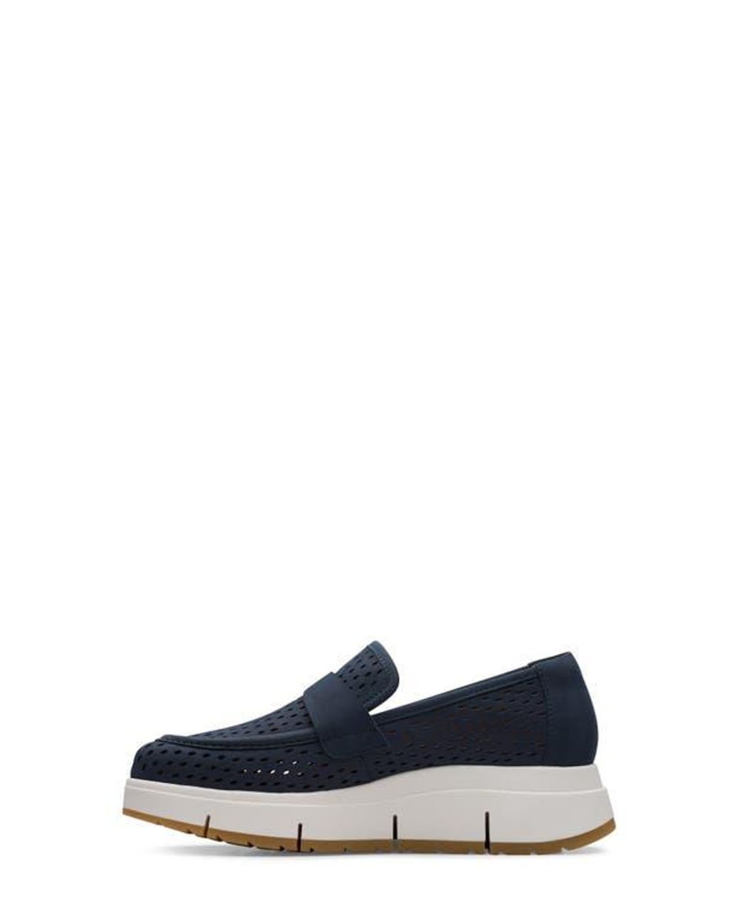 Clarks Blue Loriini Edge Platform Wedge Loafer