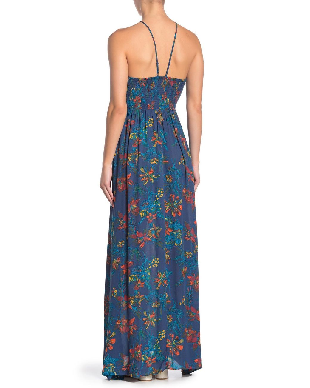 Free People One Step Ahead Floral Maxi Dress in Blue | Lyst