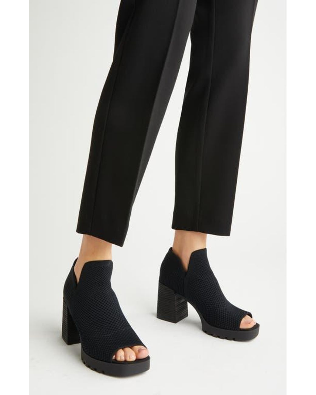 Eileen Fisher Collin Peep Toe Bootie in Black Lyst