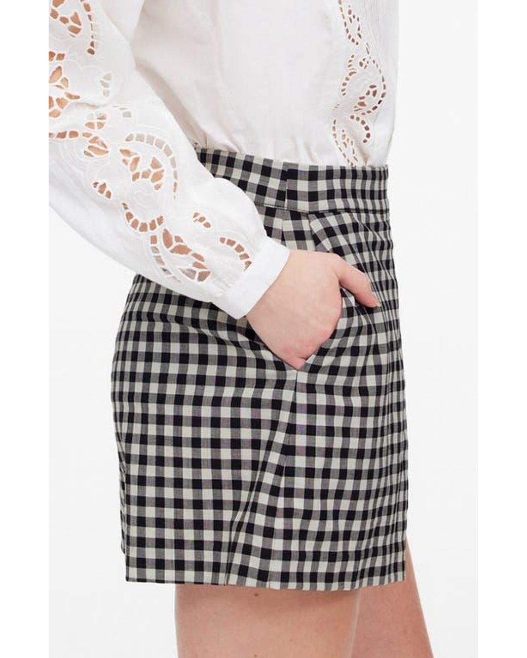 Madewell Black Gingham Miniskort