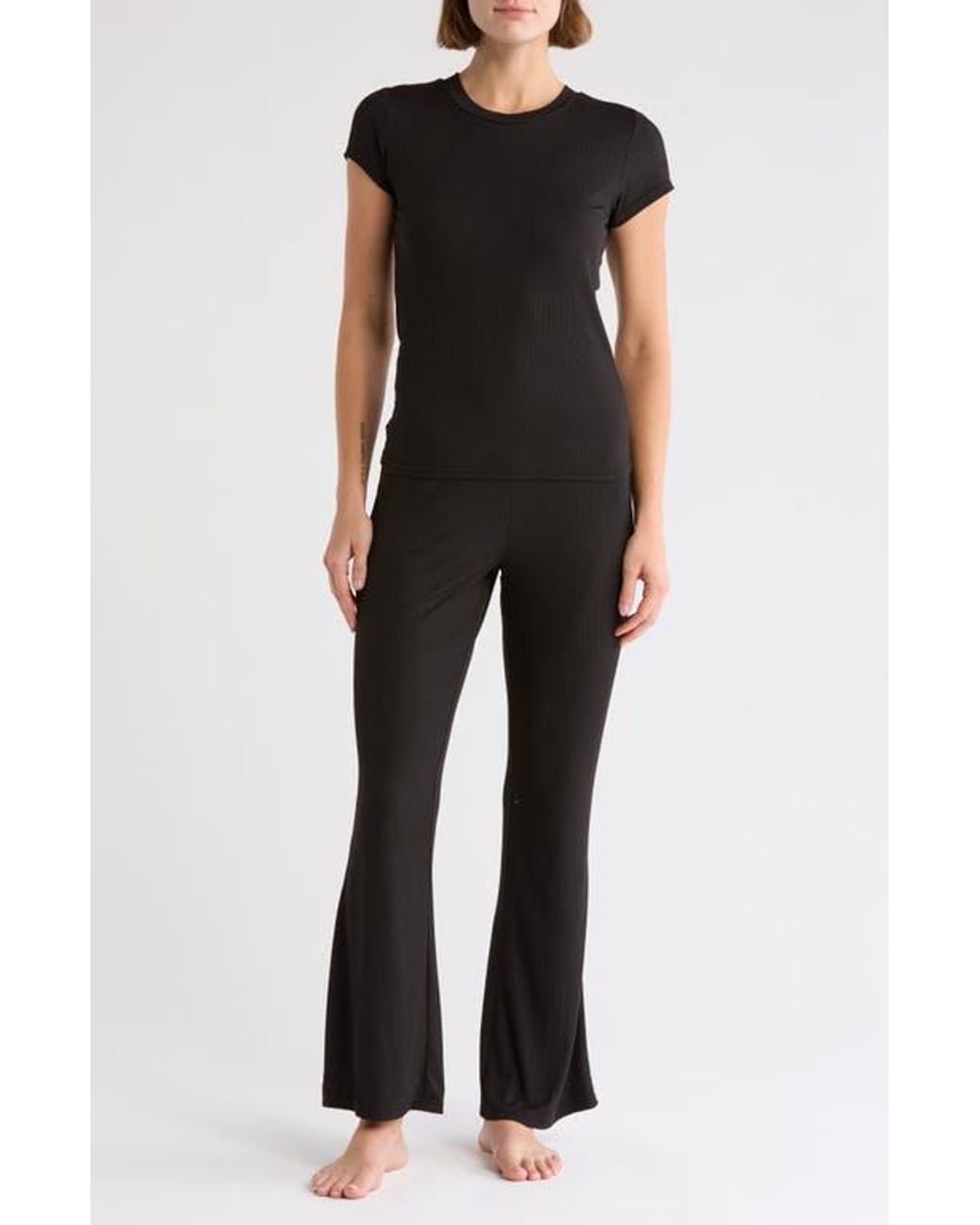 Nicole Miller Ribbed Pajama Set in Black Lyst