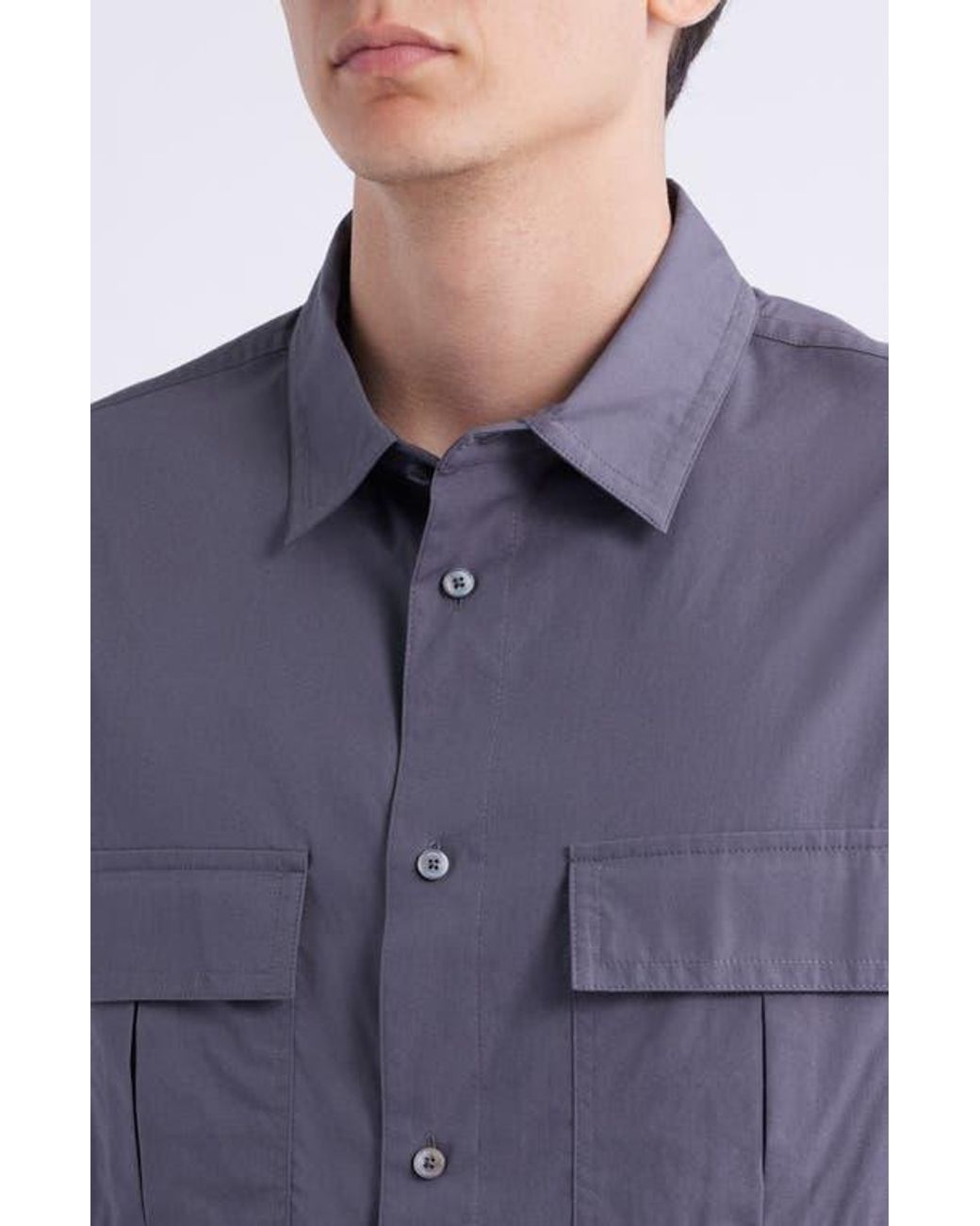 FRAME Blue Patch Pocket Cotton Button-Up Shirt for men