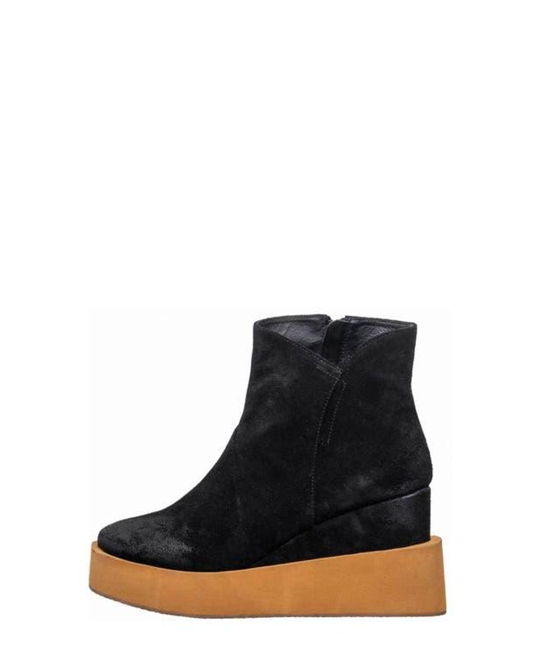 Antelope Black Suede Platform Wedge Boot