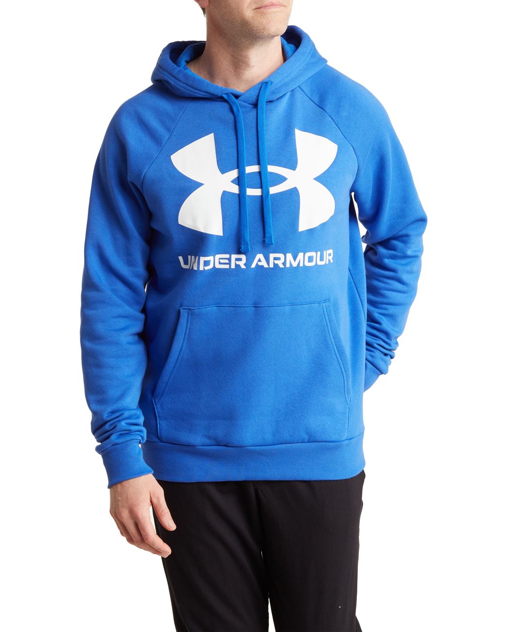 Under Armour Ua Rival Fleece Big Logo Hoodie in Blue for Men | Lyst