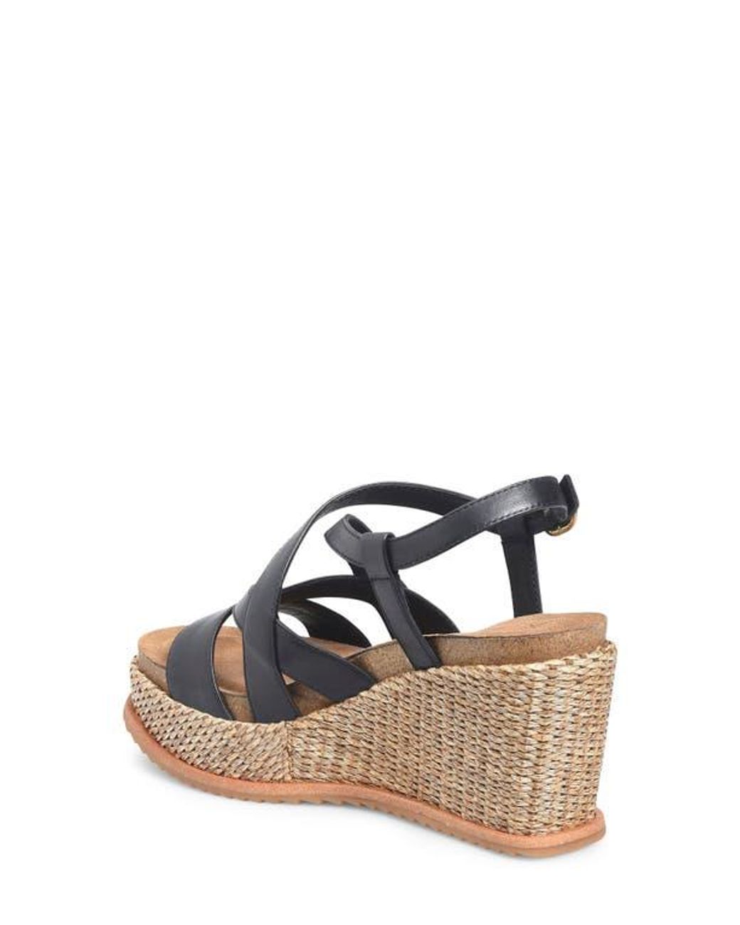 Söfft Black Devyn Slingback Espadrille Platform Wedge Sandal