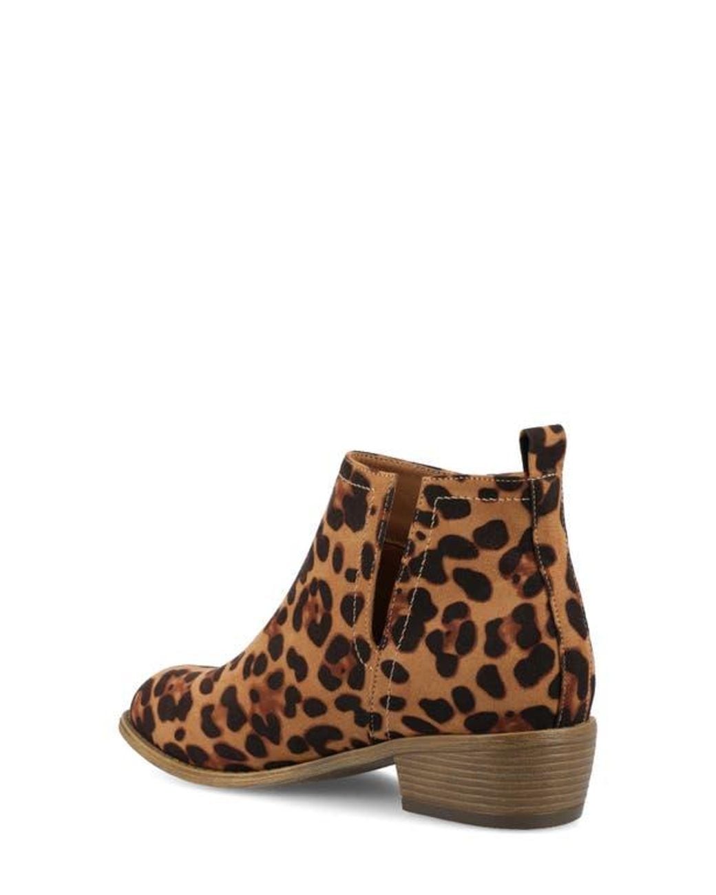 Journee Collection Brown Leopard Split-Side Ankle Booties
