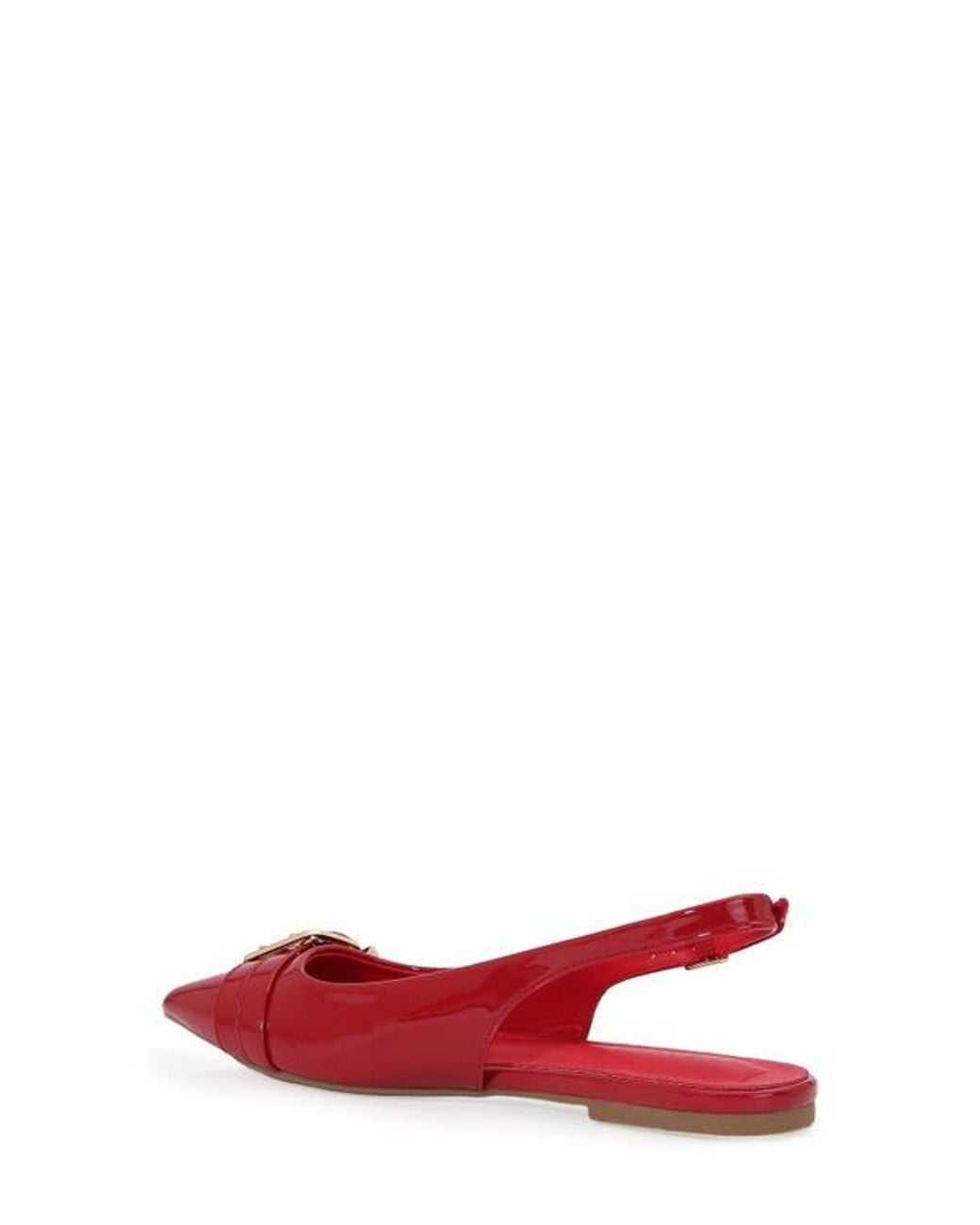 BERNESS Red Buckle Slingback Pointed Toe Flat