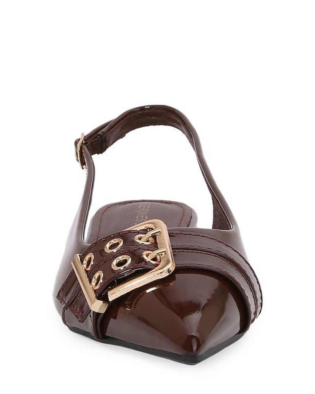 BERNESS Brown Buckle Slingback Pointed Toe Flat