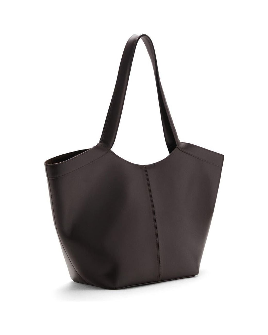 Mango Black Large Leather Shoulder Bag