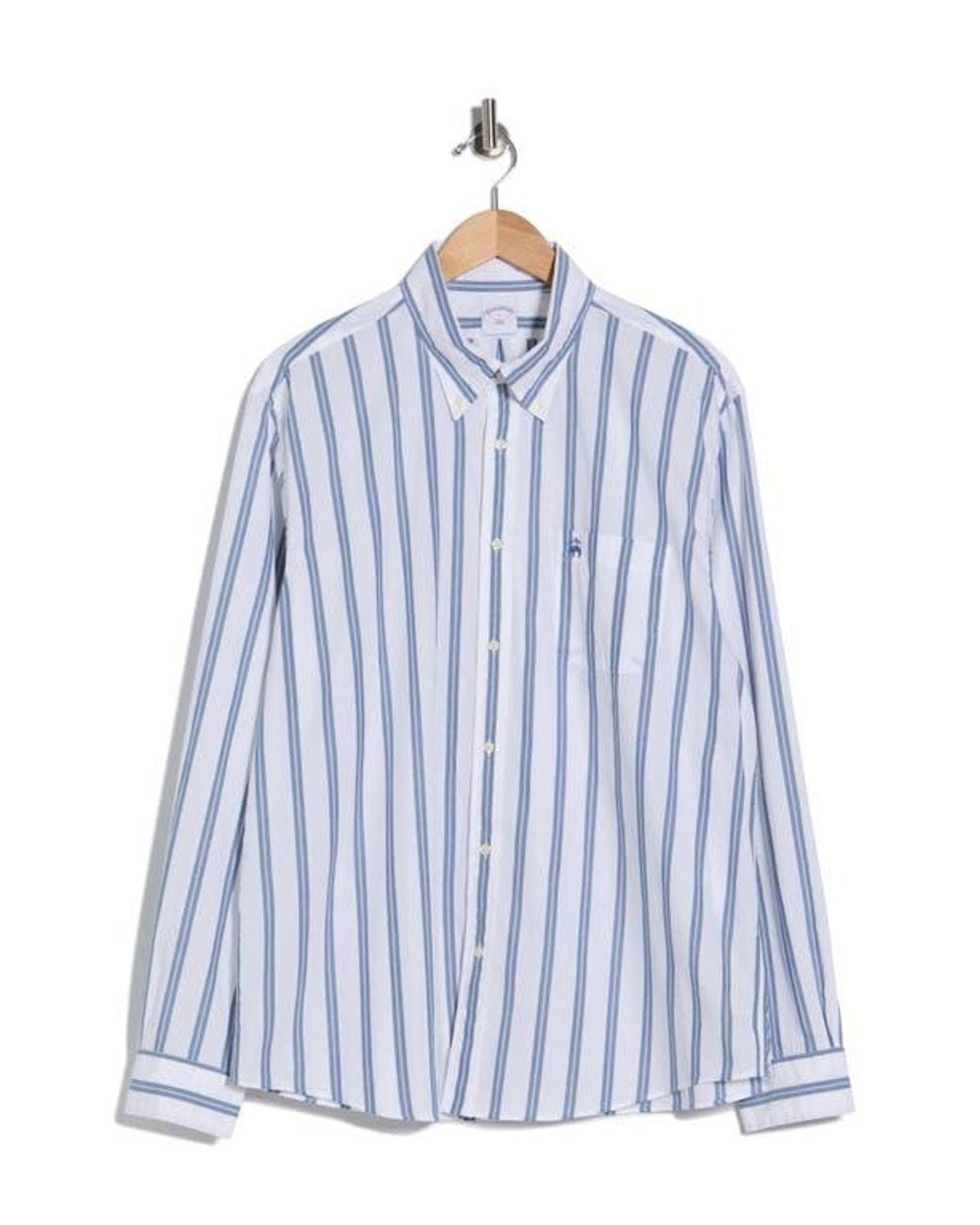 Brooks Brothers Blue Stripe Poplin Button-Down Shirt for men