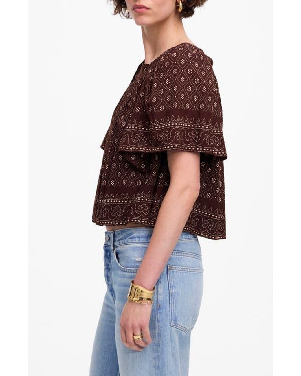 Madewell Brown Flutter Sleeve Top