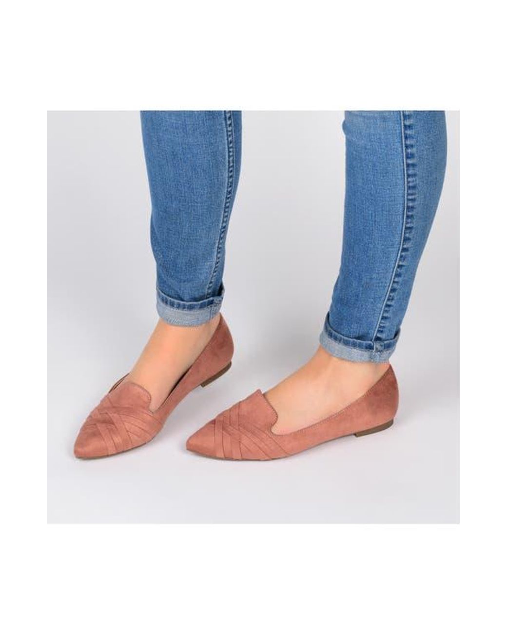 Journee Collection Pink Mindee Crisscross Toe Flat
