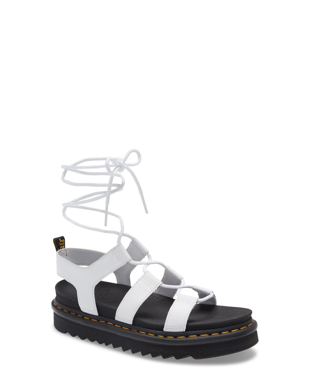 Dr. Martens Nartilla Hydro Platform Sandal In White Leather At