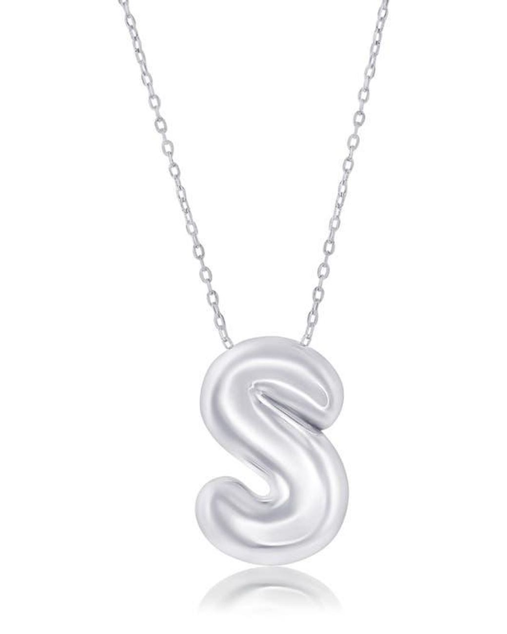 Simona White Bubble Initial Pendant Necklace