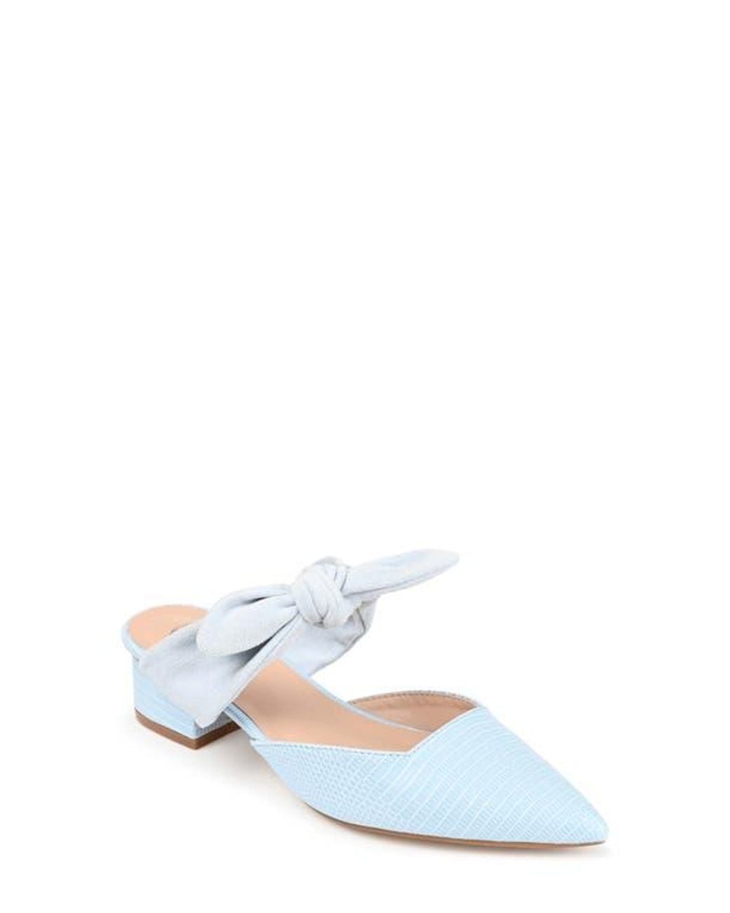 Journee Collection Blue Lizard-Embossed Mule Slip-On Flats