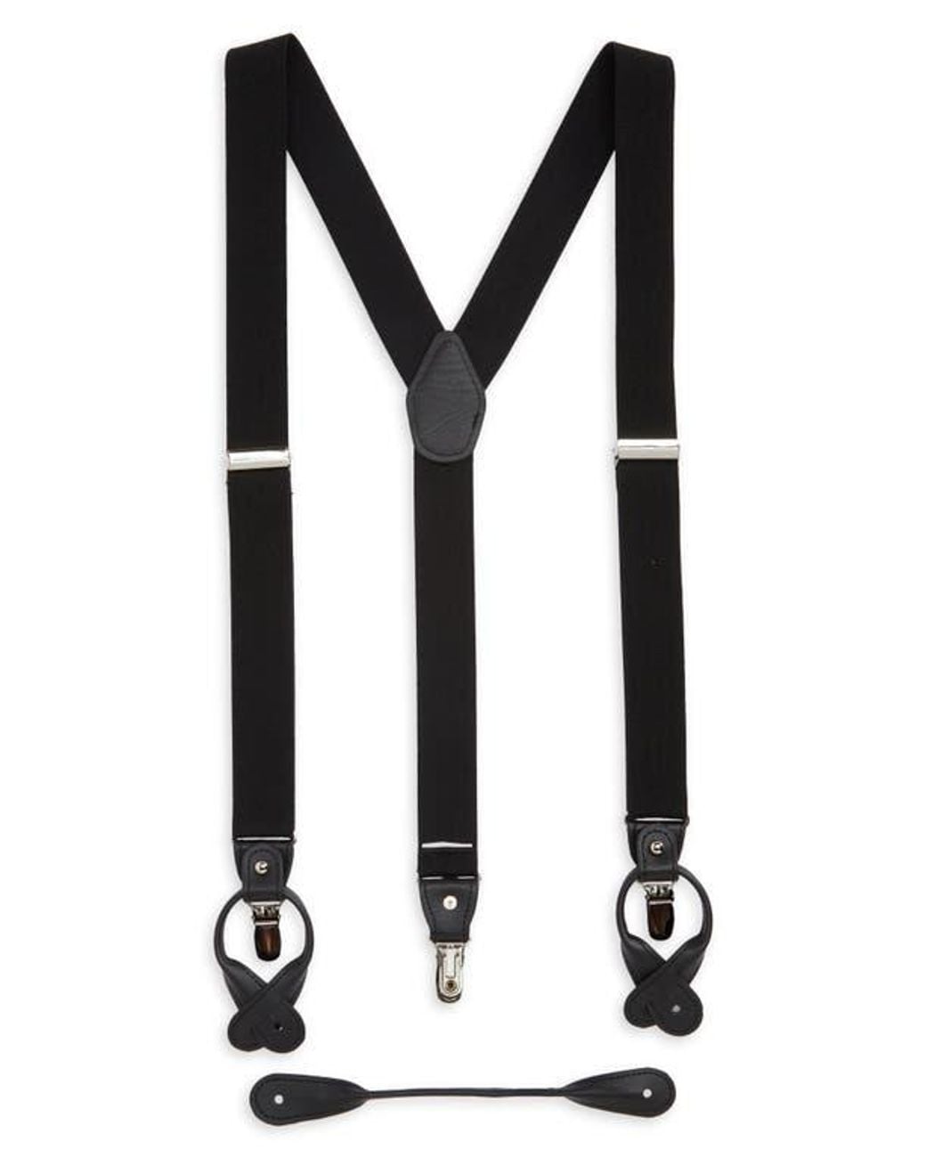Ike Behar Black Ib Herringbone Suspenders for men