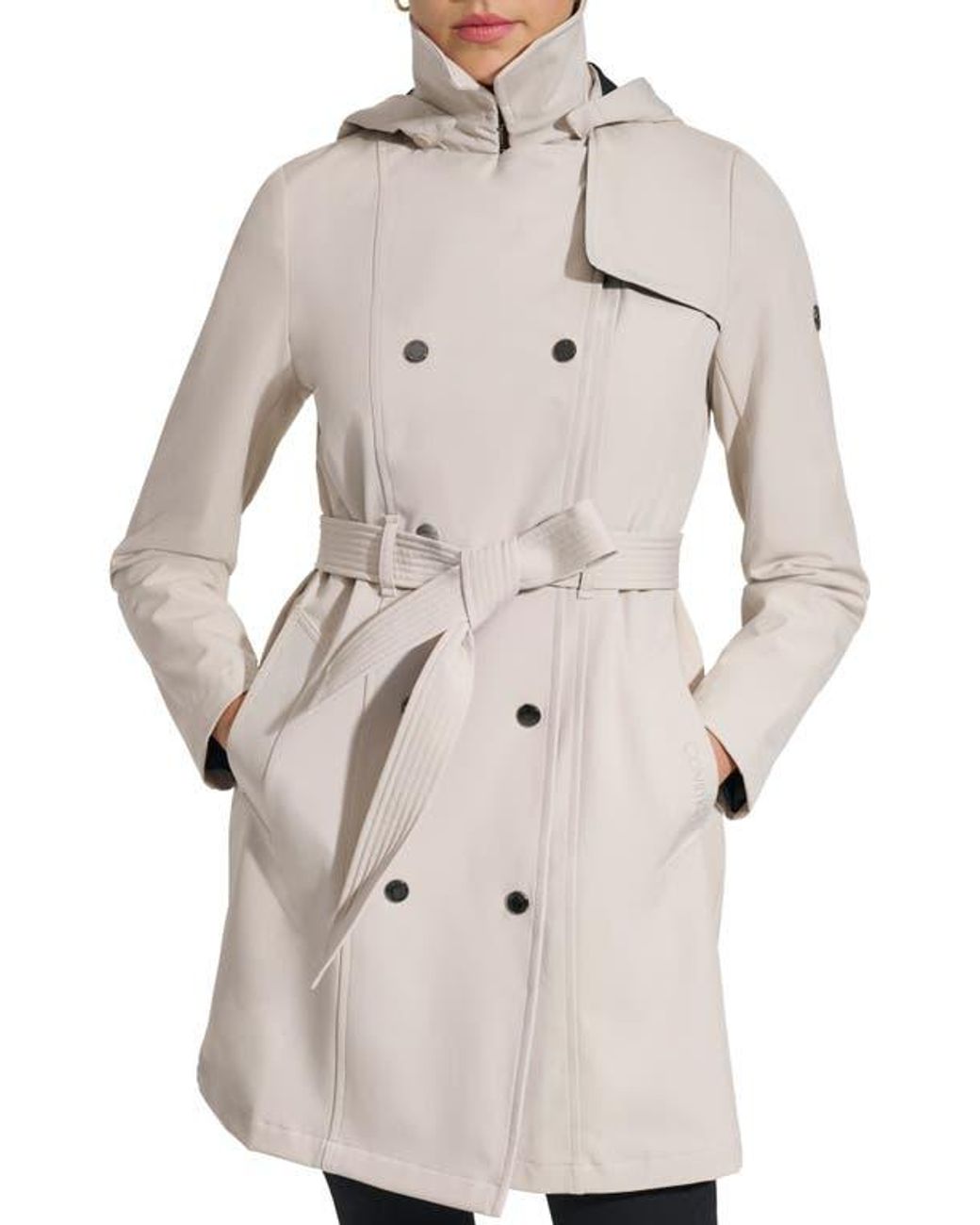 Calvin klein classic hooded trench coat online