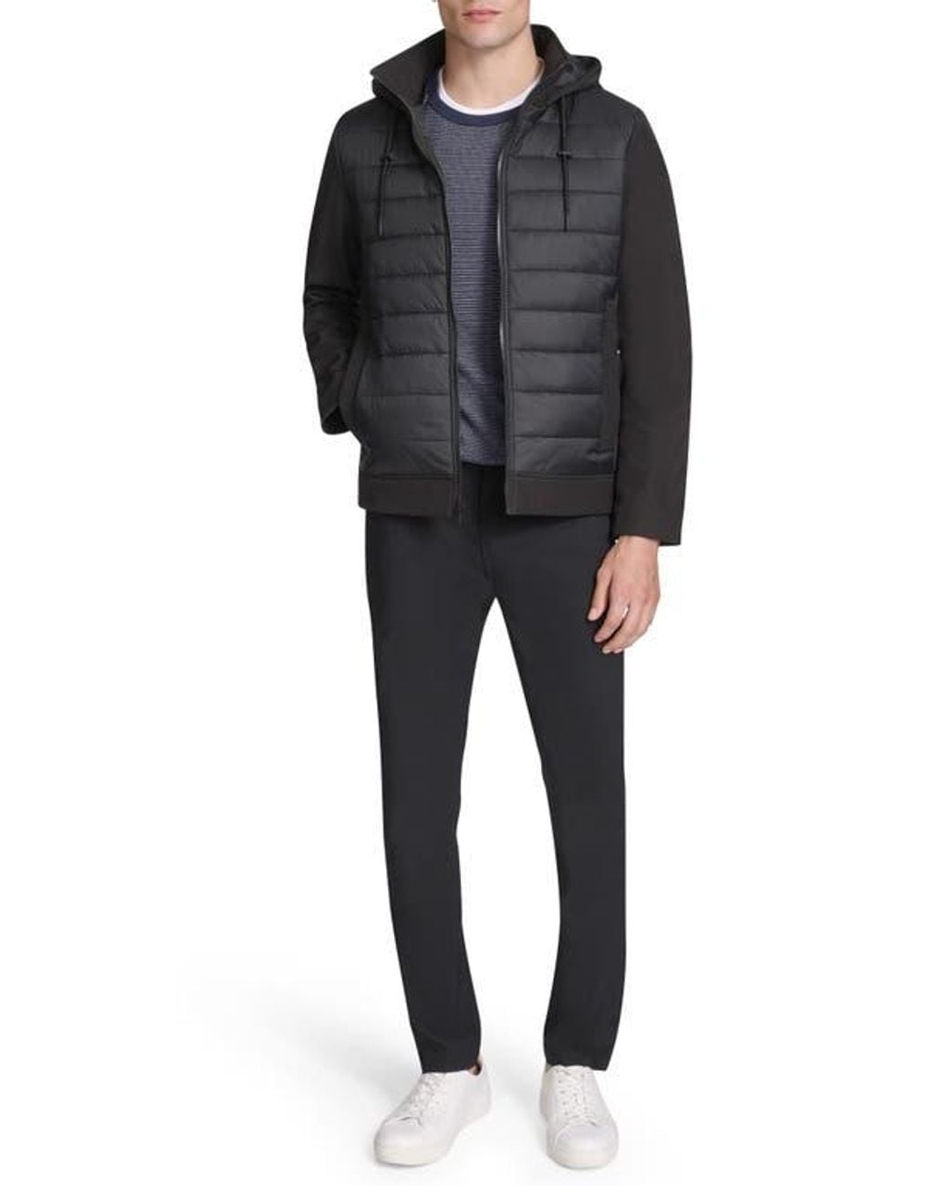 Kenneth Cole Black Quilted Zip-Up Jacket for men