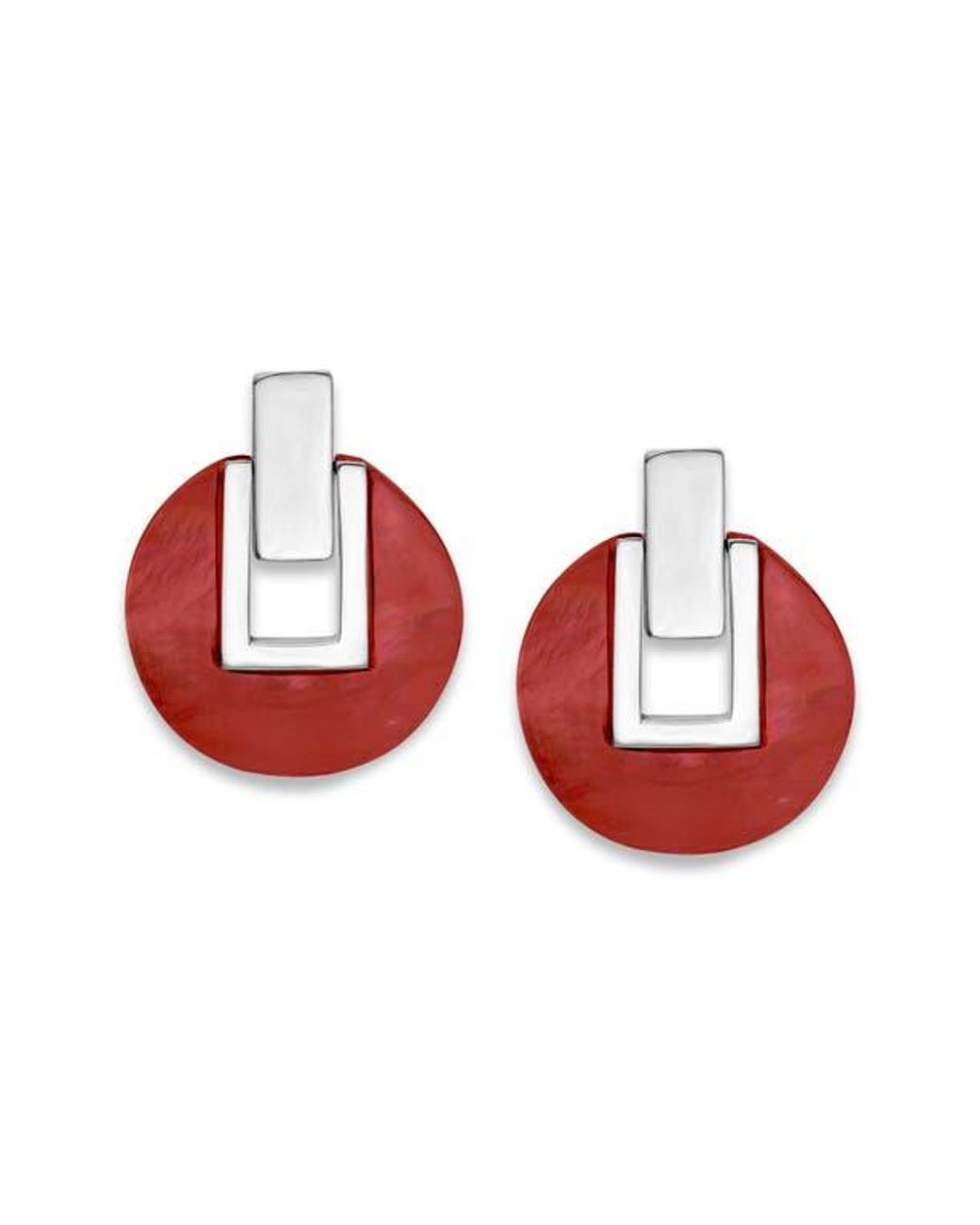 Samuel B. Red Round Hinge Earrings