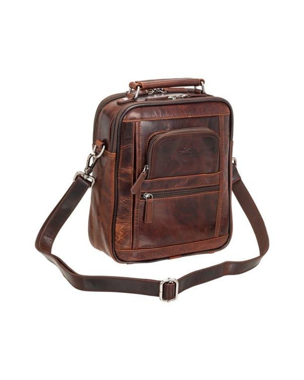Mancini Brown Buffalo Double Compartment Bag for men