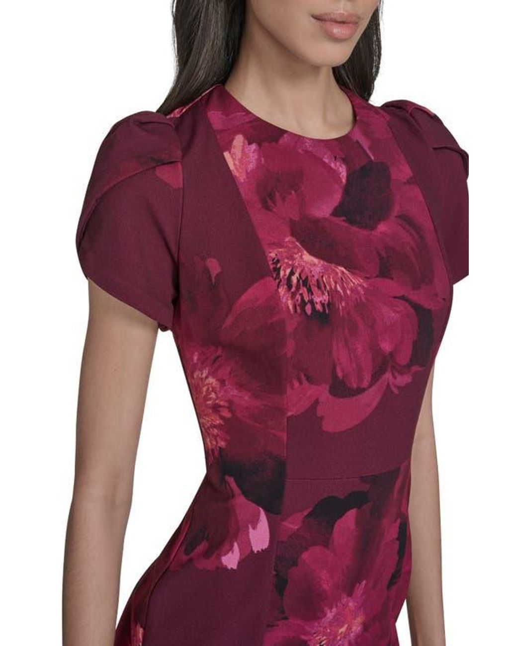 satin burgundy dress A-Line Satin Short Prom Dress, Burgundy Short Sleeve Homecoming Party