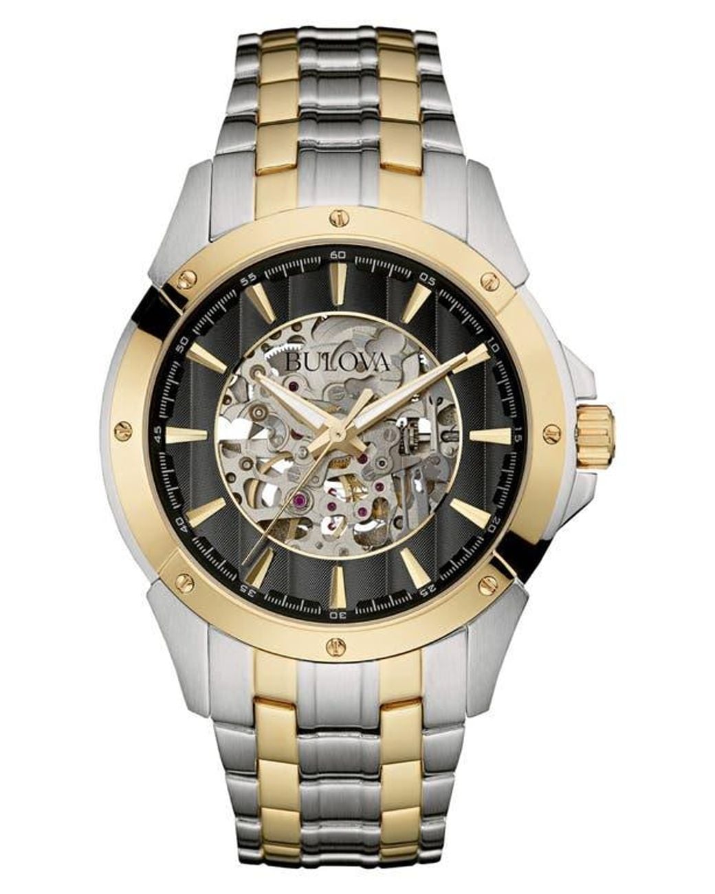 Bulova Metallic Skeleton Dial Automatic Bracelet Watch, 40Mm for men