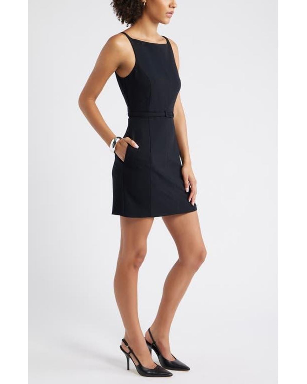 nordstrom rack black mini dress An Off The Shoulder Mini Dress With Faux Fur Trim And Gloves Sugar Thrillz main image 1