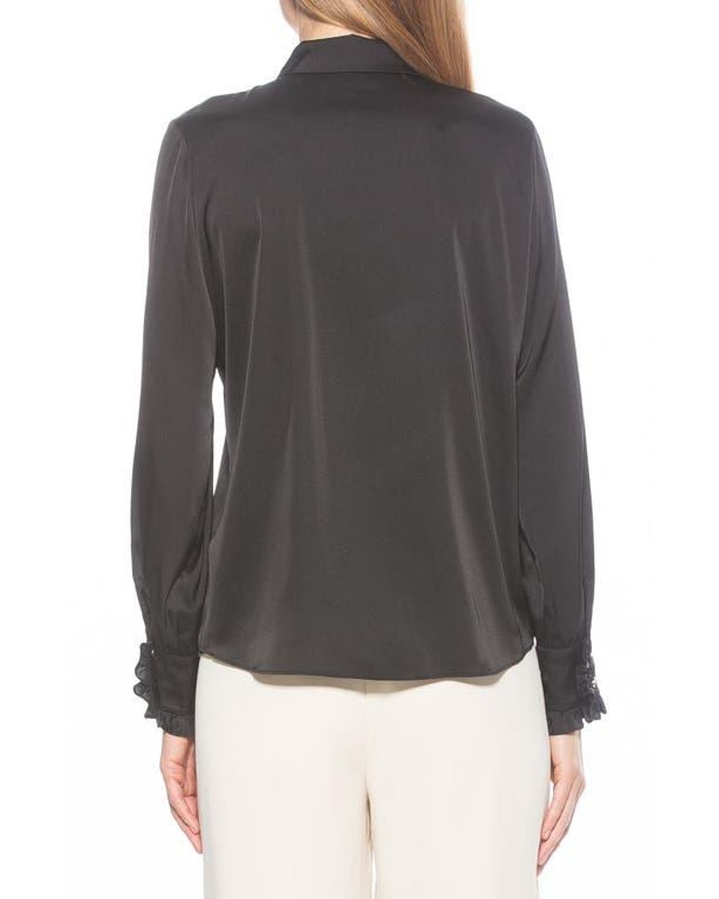 Alexia Admor Gray Ruffle Point Collar Blouse