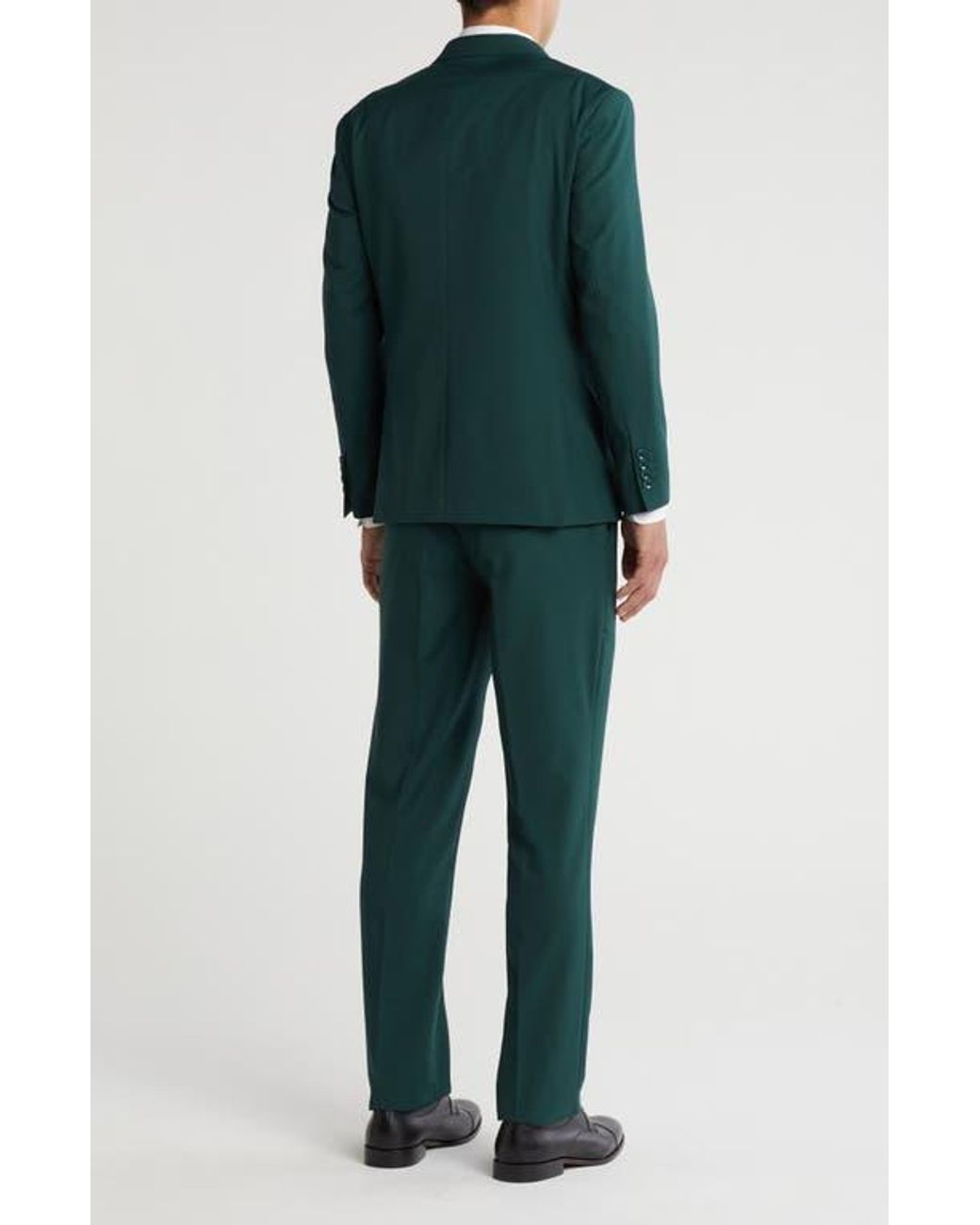 Gino Vitale Green Slim Fit Solid Double Breasted Suit for men
