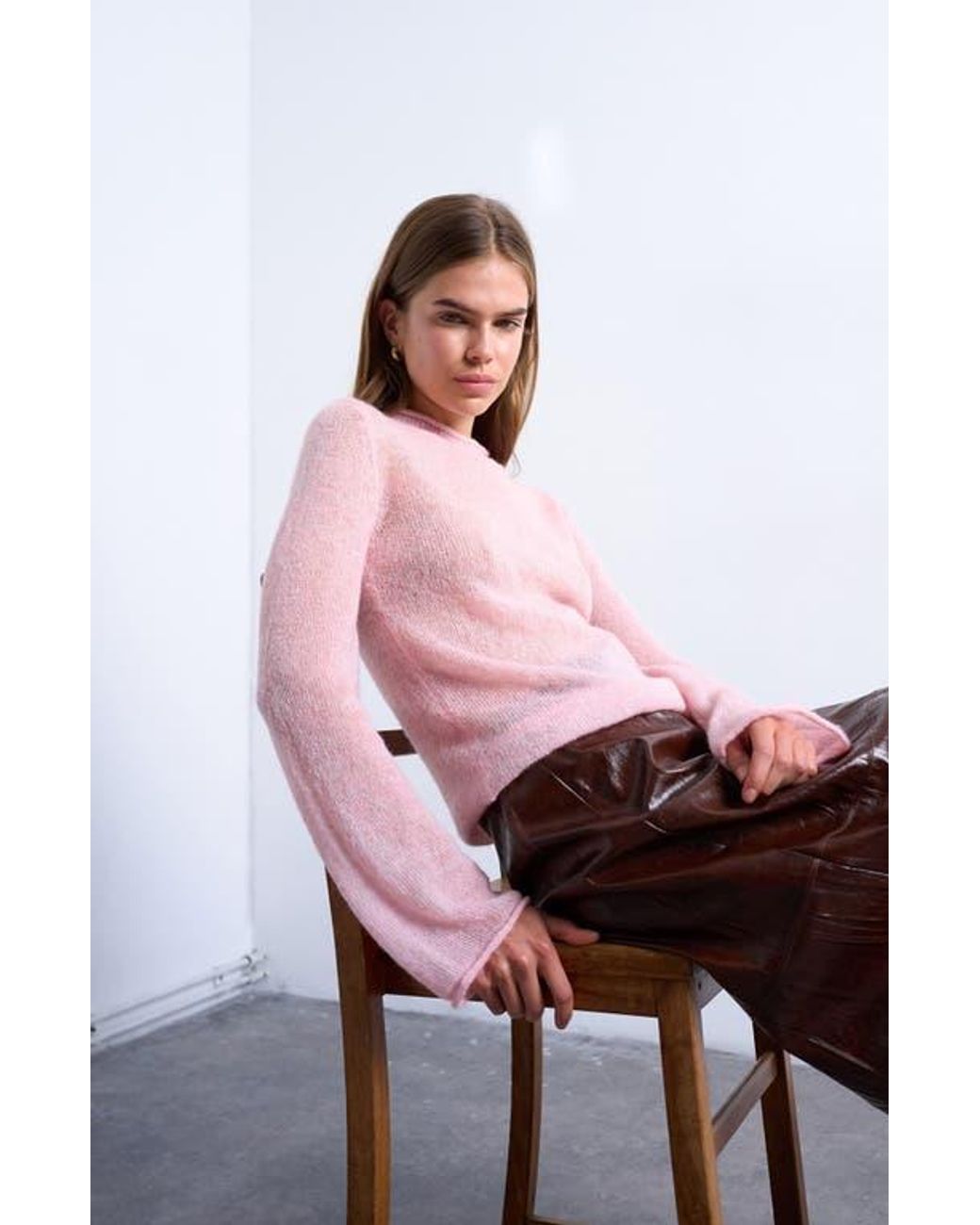 TOPSHOP Pink Roll Neck Sweater