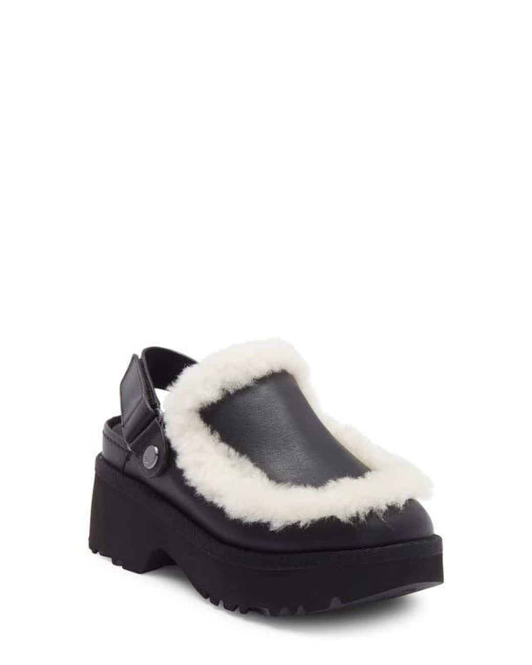 Ugg Black Esmee Genuine Shearling Trim Clog