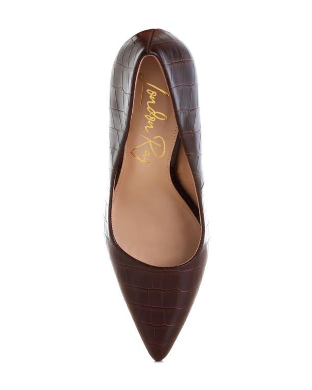 LONDON RAG Brown Scheba Croc Embossed Pump