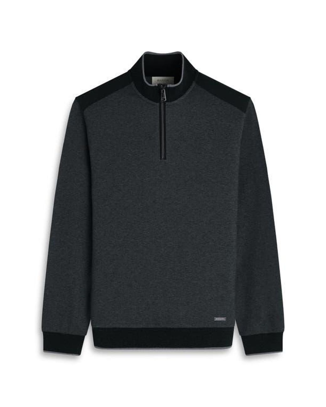 Bugatchi Black Mélange Quarter Zip Top for men