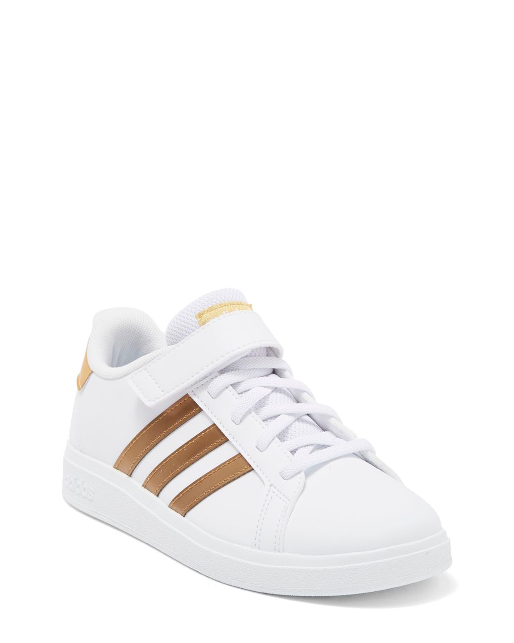 adidas Kids' Grand Court 2.0 El Sneaker In White/white/matte Gold At
