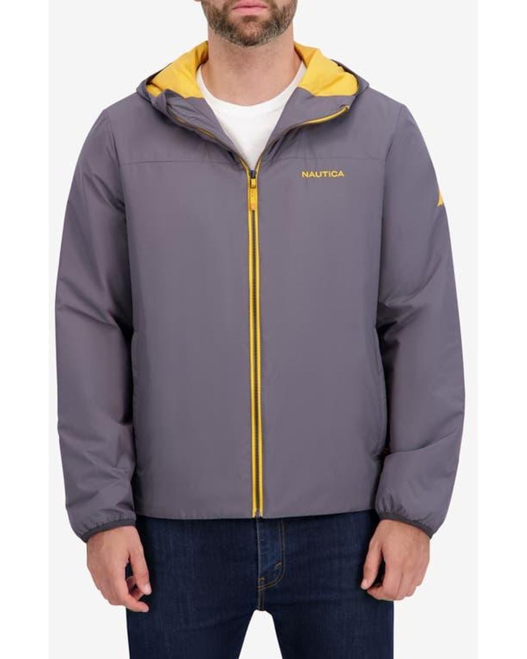 Nautica Blue Transitional Hooded Zip Jacket for men