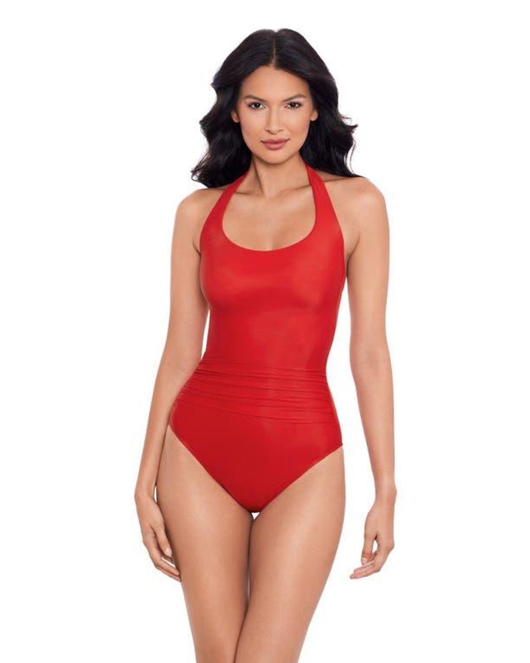 Miraclesuit Red Rock Solid Utopia One-Piece Halter Swimsuit