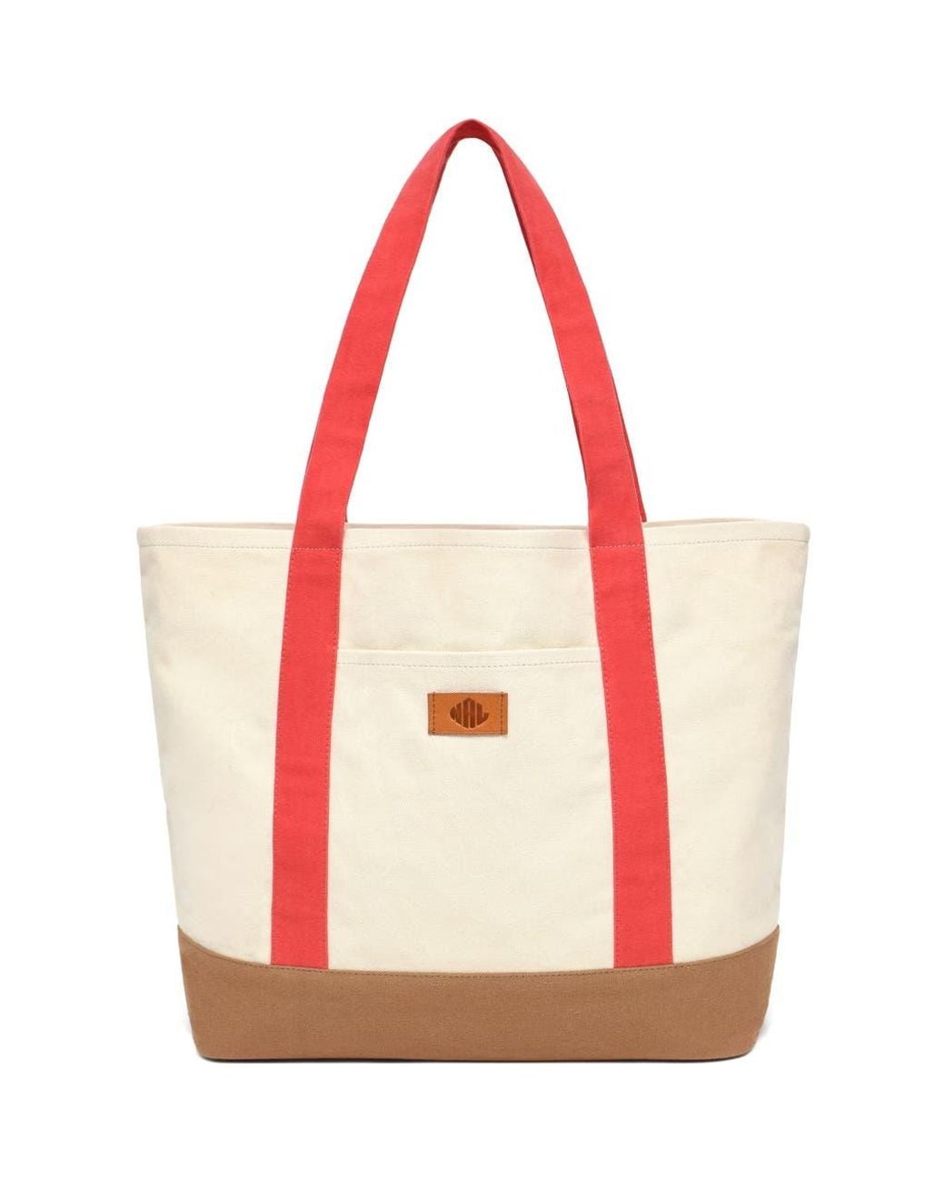 Red 7 Color New Amsterdam Leatherworks Kylee Colorblock Canvas Tote in Red | Lyst