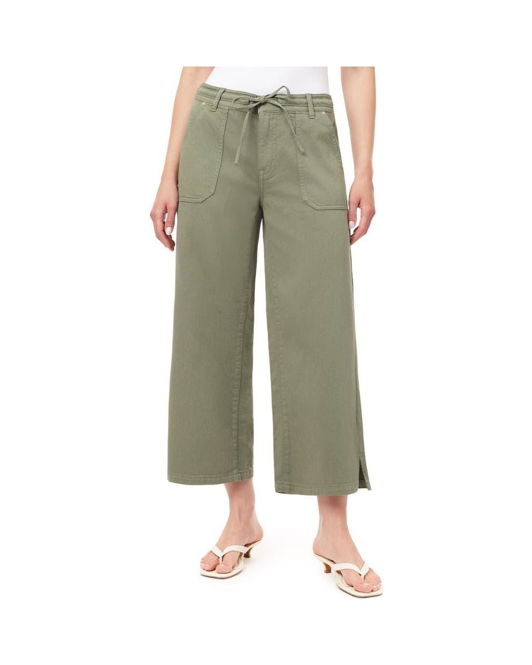 Kensie Green Drapey Easy Cropped Drawstring Pants