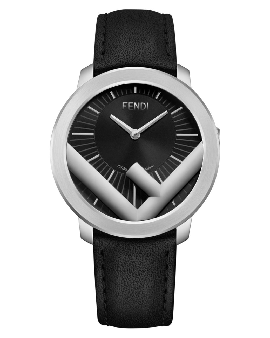 Fendi Run Away Leather Strap Watch in Black for Men | Lyst