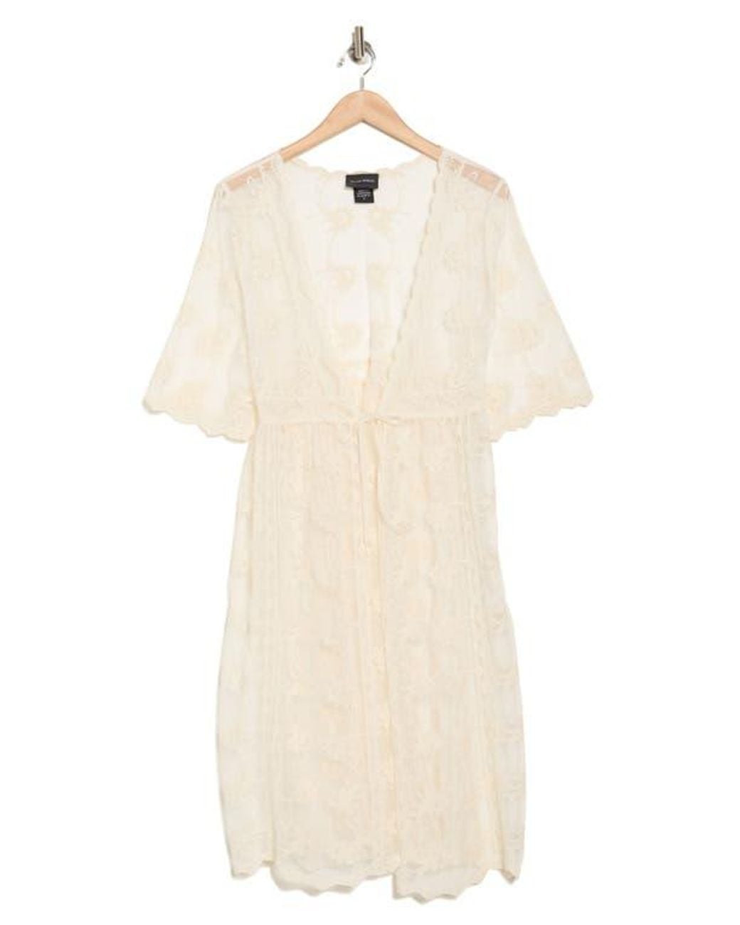 Forgotten Grace Natural Embroidered Mesh Duster