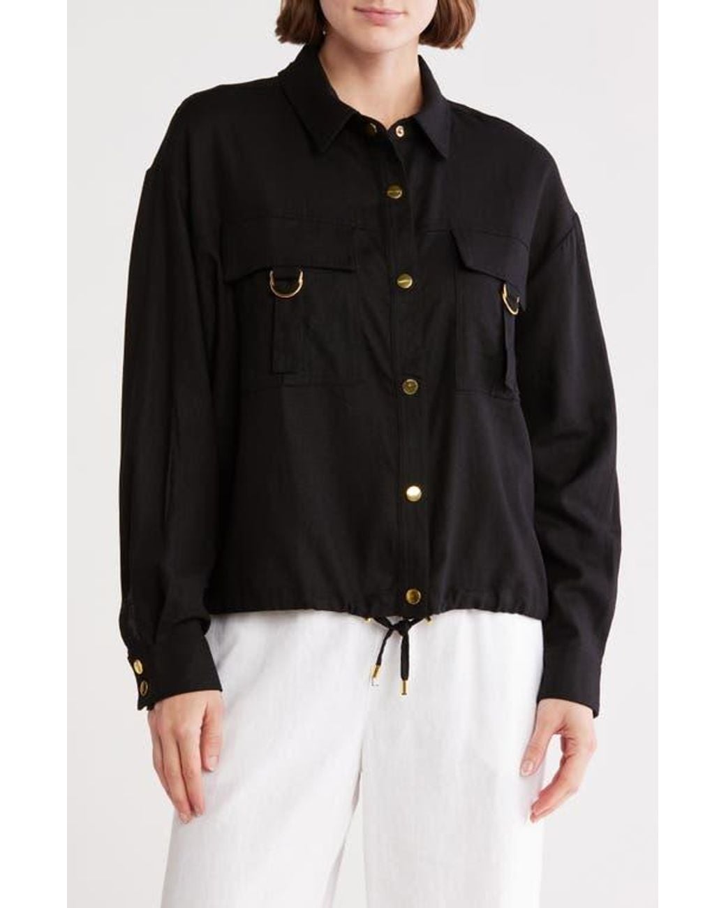 Ellen Tracy Black Crop Safari Jacket