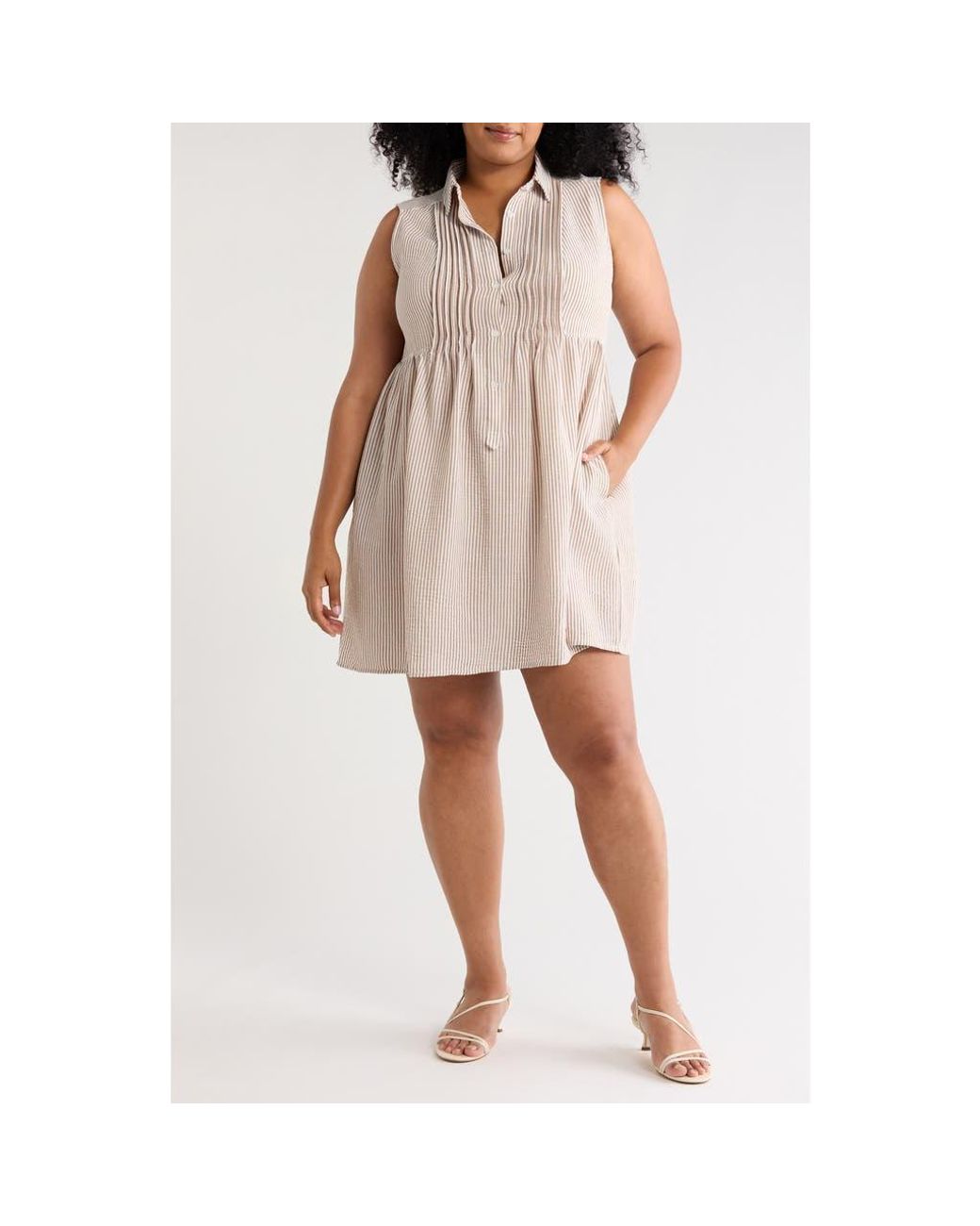Max Studio Pink Pleated Button Front Dress
