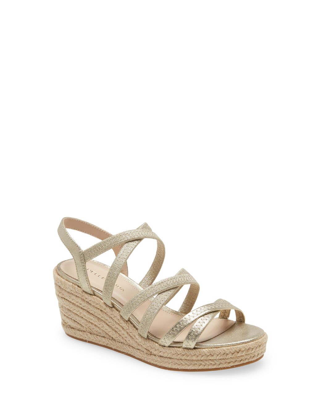 Pelle Moda Leather Kortez Wedge Sandal In Platinum Gold At Nordstrom