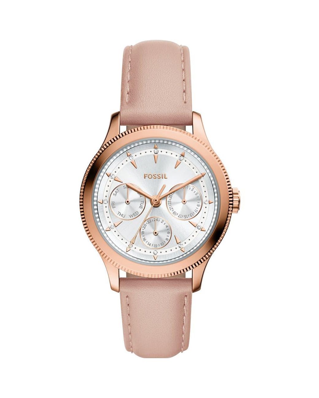 Fossil Metallic Brynn Multifunction Leather Strap Watch, 38Mm for men