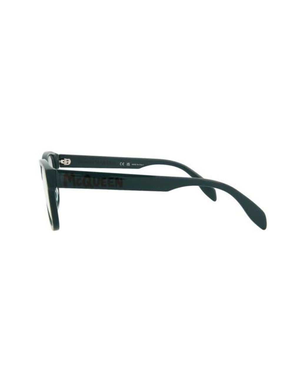 McQueen Black 52Mm Rectangular Optical Glasses for men