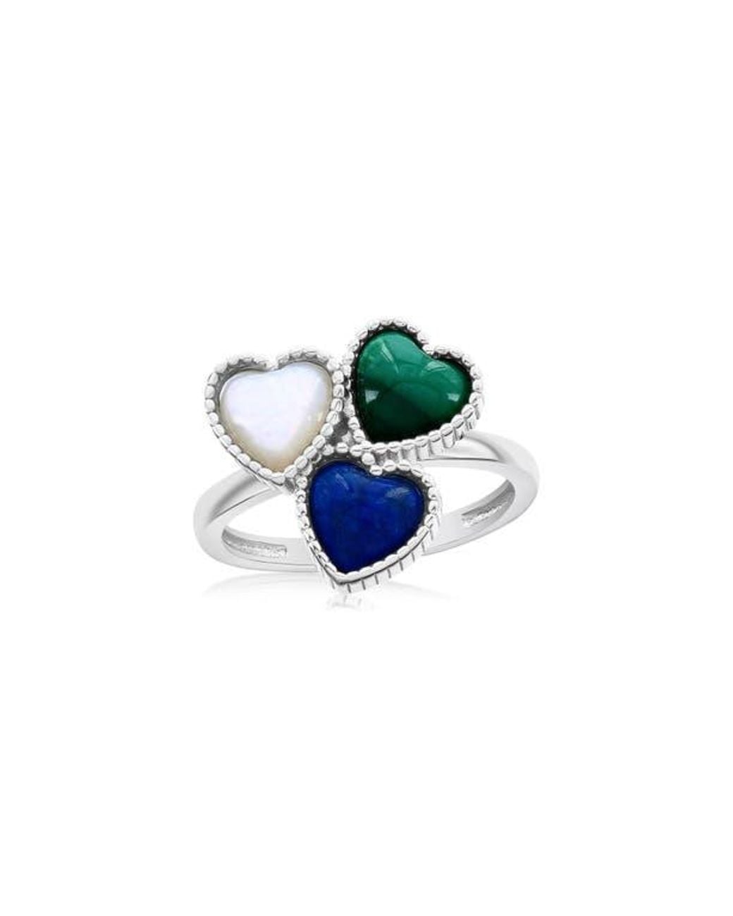 Simona Blue Trio Heart Ring