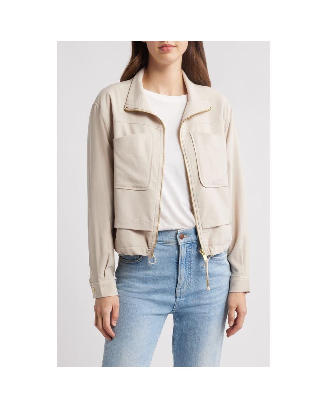 Wit & Wisdom Natural Double Layer Front Zip Jacket