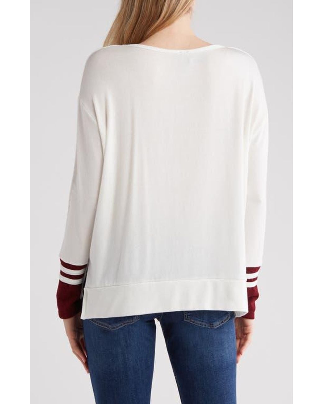 Go Couture White Spring Varsity Sweater