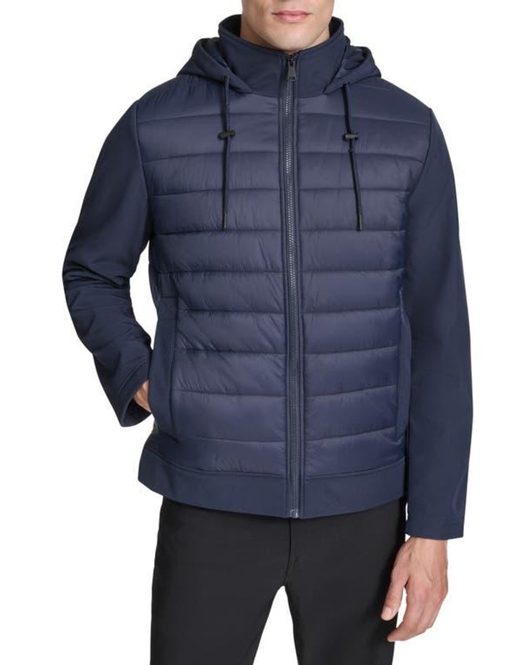 Kenneth Cole Blue Quilted Zip-Up Jacket for men