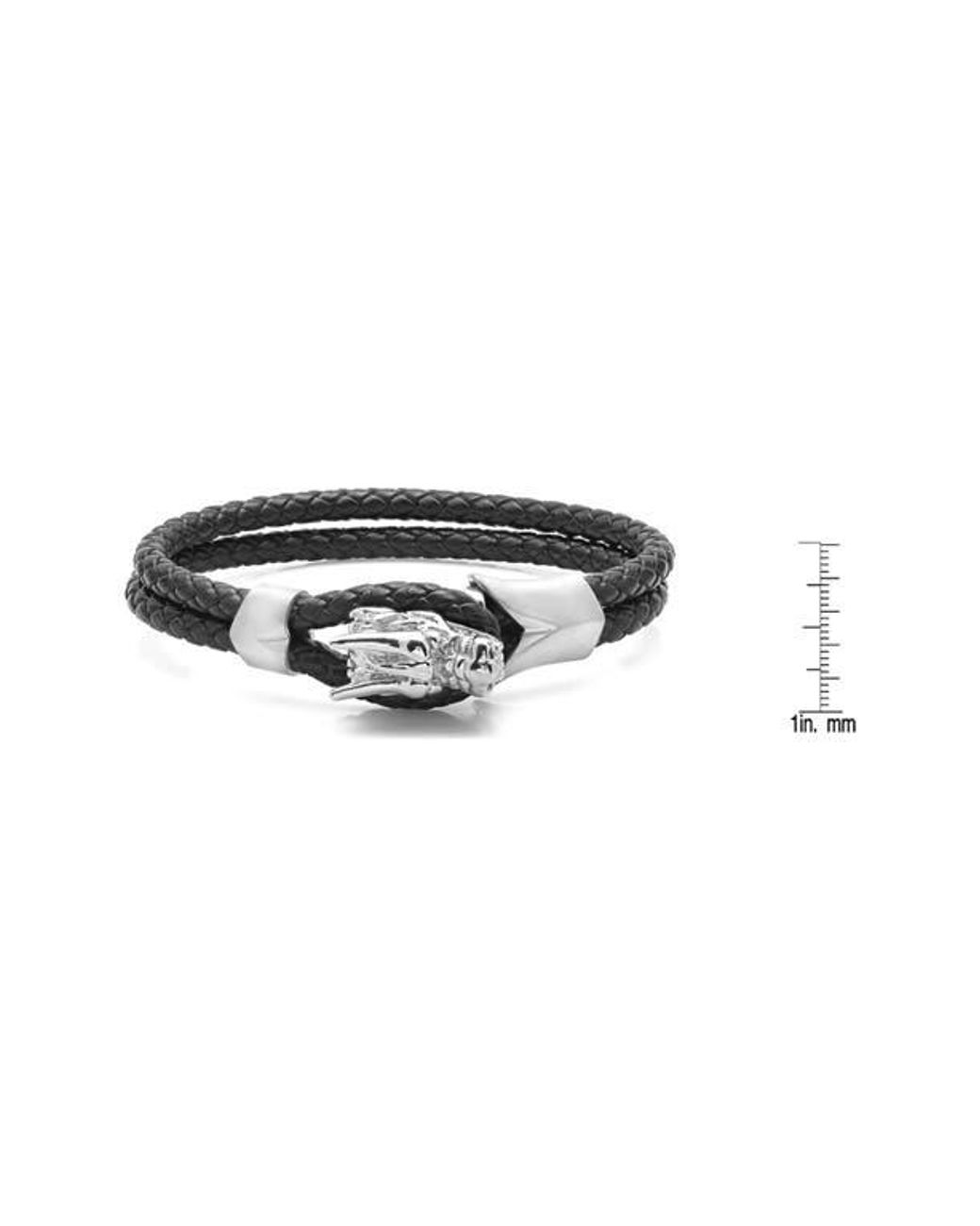 Steeltime Black Braided Leather Bracelet for men